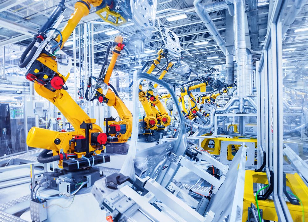 Industrial robotics on an automotive line